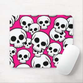 Mousepad com padrão de caveira rosa