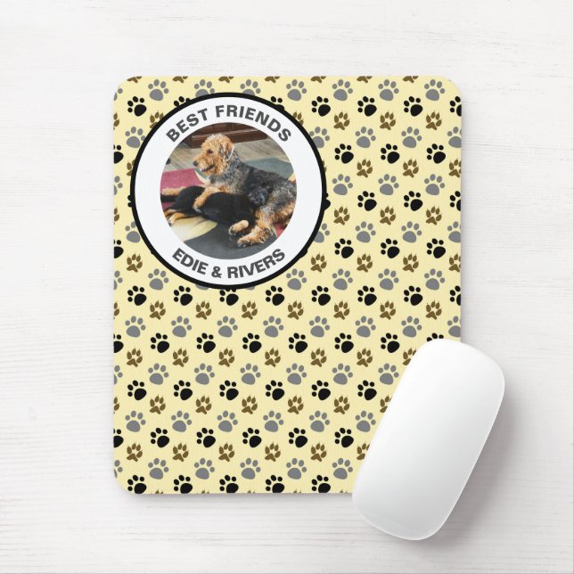 Mousepad com Pegadas de Cachorro Fofo (Com mouse)