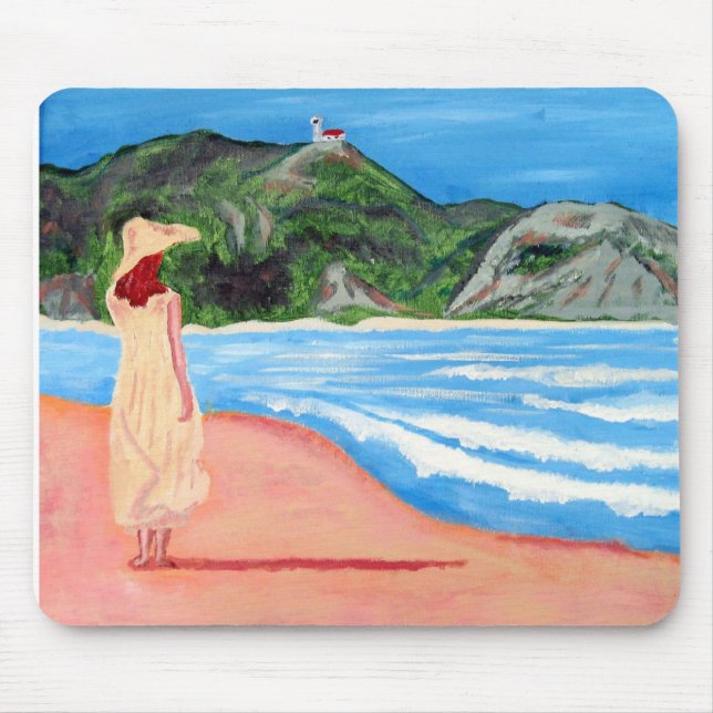 Mousepad com pintura da senhora na praia (Frente)