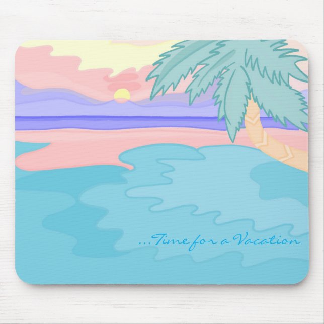 Mousepad com por do sol no design da praia (Frente)