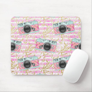 Mousepad com risca branca e rosa