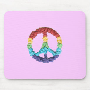 Mousepad com símbolo da paz rosa