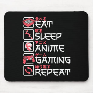 Mousepad Coma animação do sono Jogos Repetir Jogador Otaku