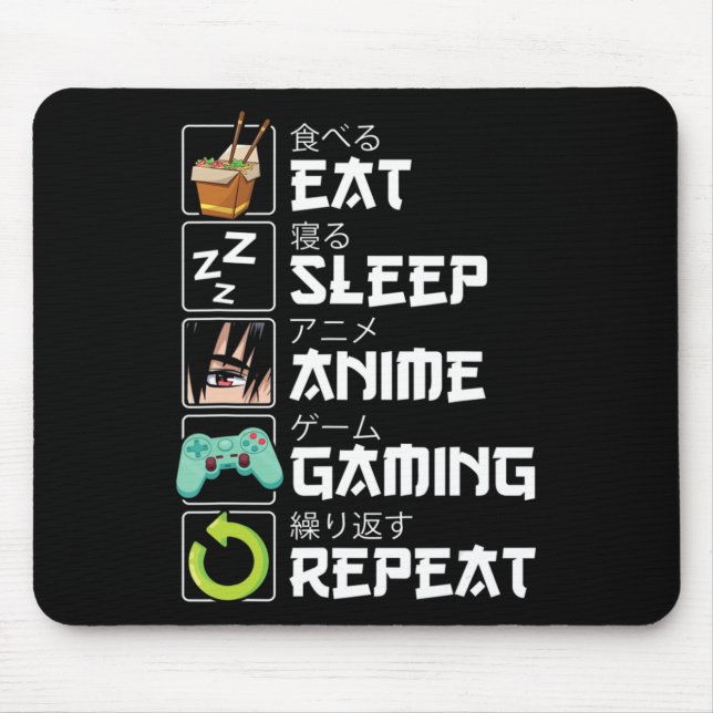Mousepad Coma animação do sono Repetir animação Kawaii Otak (Frente)