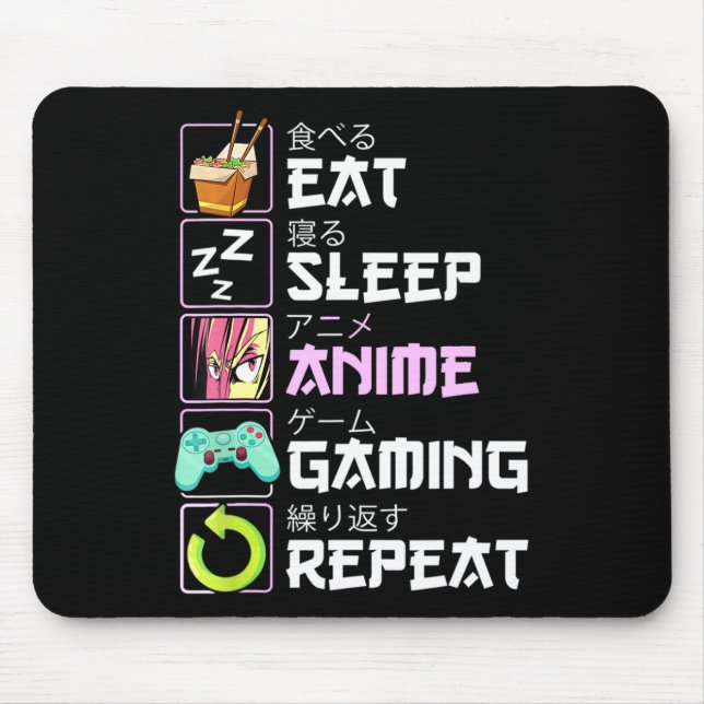 Mousepad Coma animação do sono Repetir animação Kawaii Otak (Frente)
