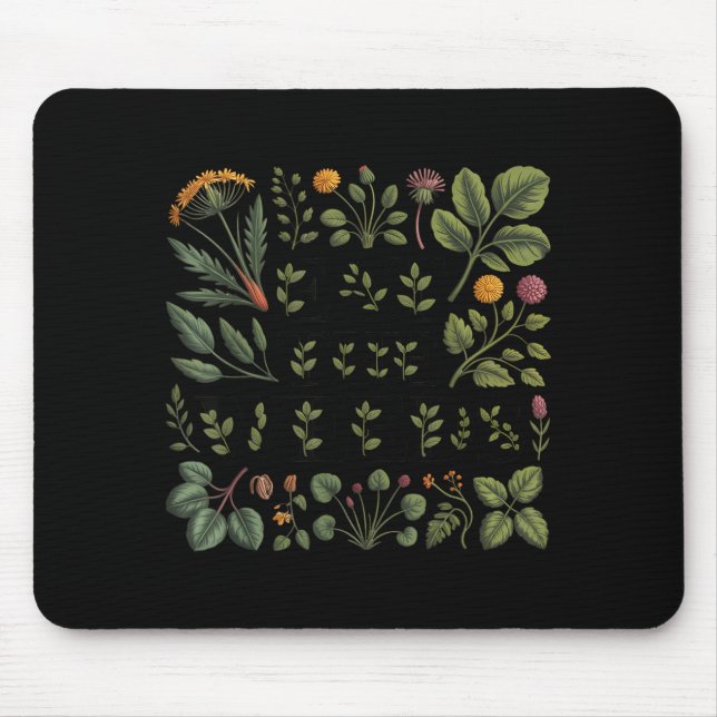 Mousepad Coma as ervas daninhas engraçado forrageando botân (Frente)