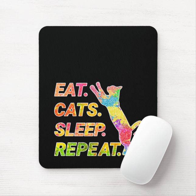 Mousepad Coma, Durma, Gatos, Repita A Área De Transferência (Com mouse)