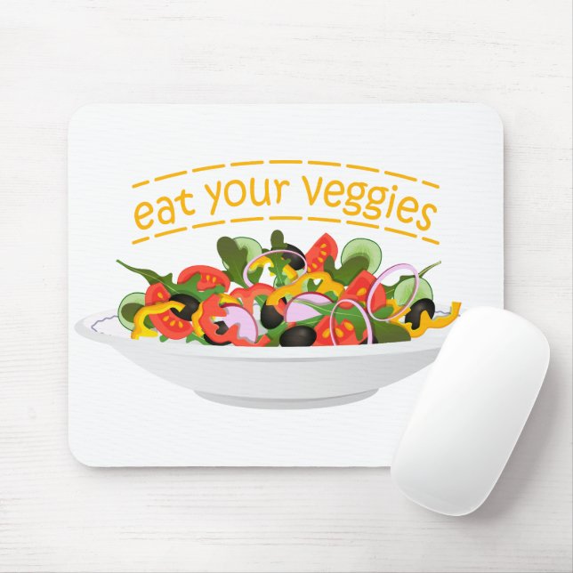 Mousepad Coma seus vegetais Cite salada fresca misturar tig (Com mouse)