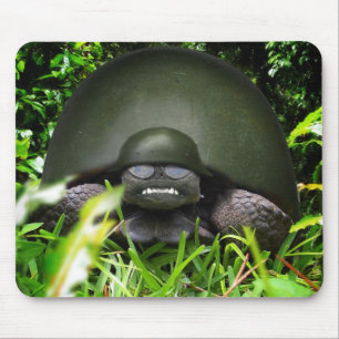 Mousepad Comando Lento - Tartaruga Militar Capacete