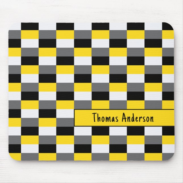 Mousepad Combinação de Cores Amarelo, Preto e Cinza (Frente)