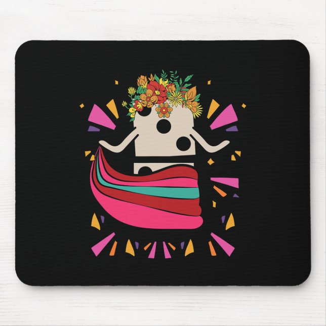 Mousepad Comboio mexicano Dançando Flores de Azulejo Domino (Frente)