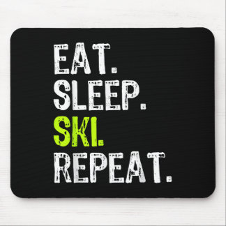 Mousepad Come Sleep Ski Repetir Esqui Skier Lover Engraçado