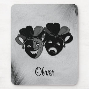 Mousepad Comédia e Teatro Tragédia Jester Máscara Prata