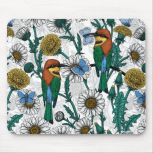 Mousepad Comedores de abelhas, borboletas azuis e margarida