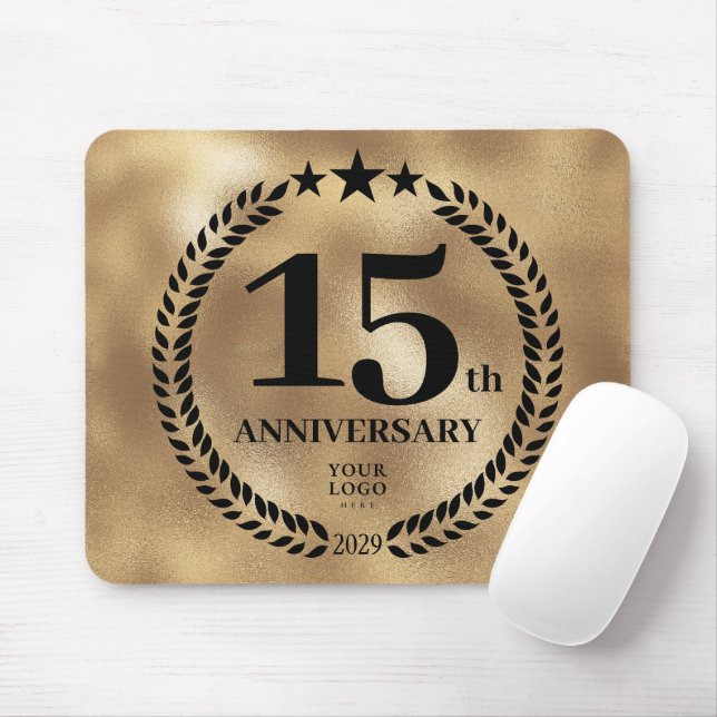 Mousepad Comemorativo do 15 de Negócios Dourado (Com mouse)