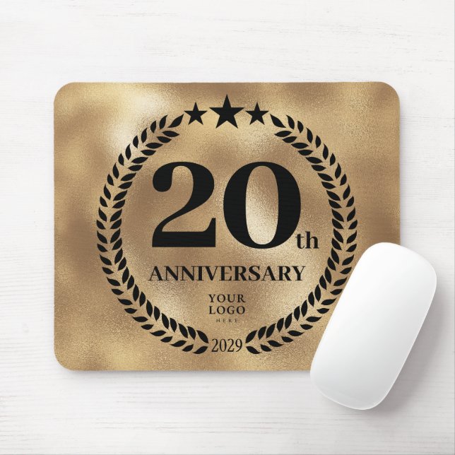 Mousepad Comemorativo do 20 de Negócios Dourado (Com mouse)