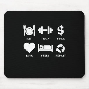 Mousepad Comer Comboio Trabalho Adormecer Sono Repetir Gin