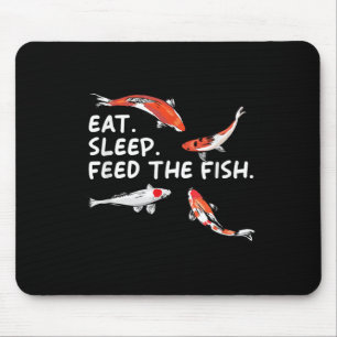 Mousepad Comer Dormir Alimenta O Peixe Koi Engraçado Amante