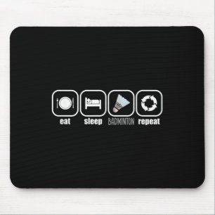 Mousepad Comer, Dormir, Badminton, Repetir - Placa engraçad