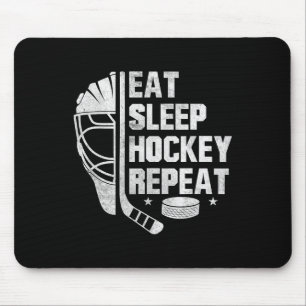 Mousepad Comer Dormir Hóquei Repetir Capacete de Goleiro St