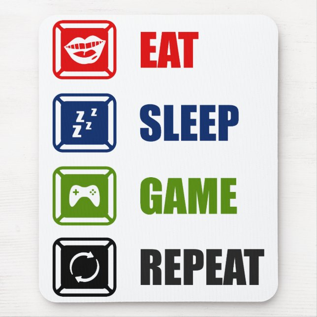 Mousepad Comer, dormir, jogar, repetir (Frente)