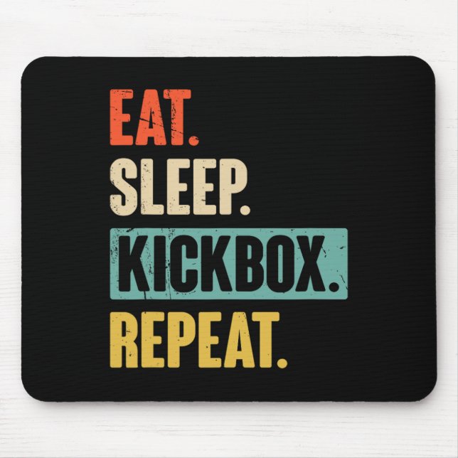 Mousepad Comer Dormir Kickbox Repetir Retro Kickboxing Boxe (Frente)