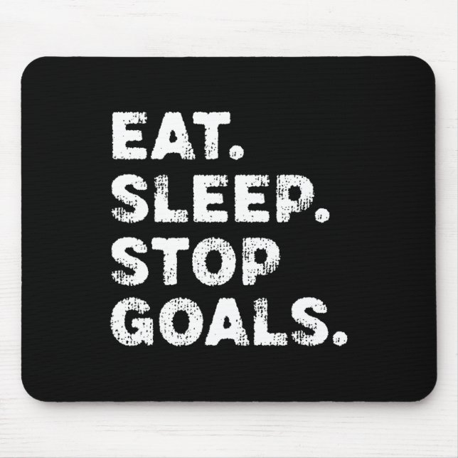 Mousepad Comer Dormir Parar Metas Futebol Engraçado Hóquei  (Frente)