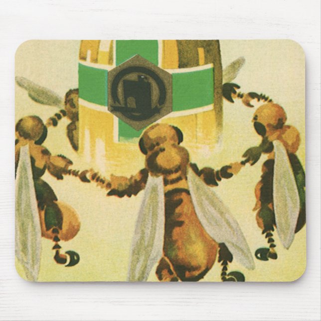 Mousepad Comida Antiga, Abelhas Orgânicas Dançando em Pote  (Frente)