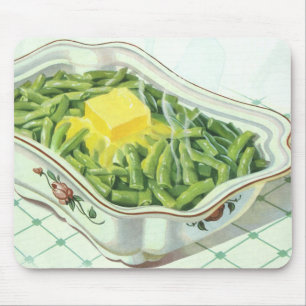 Mousepad Comida Antiga, Caçarola de Feijão Verde com Mantei
