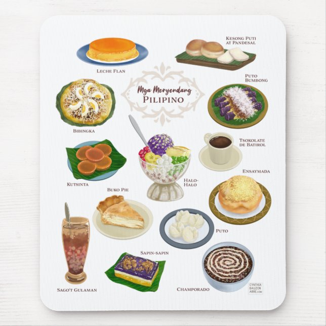 Mousepad Comida das Filipinas / Meryenda / Desserts (Frente)