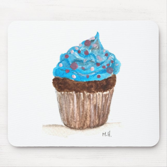 Mousepad Comida de cupcake azul (Frente)