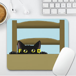 Mousepad Comida de Gato Preto Gato Faminto Engraçado Humor