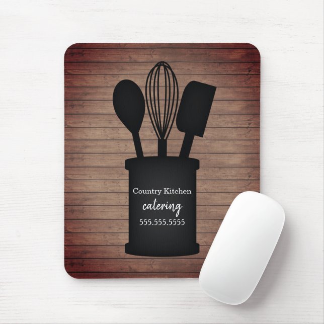 Mousepad Comida do Restaurante Rustic Crock Wood Caterer (Com mouse)