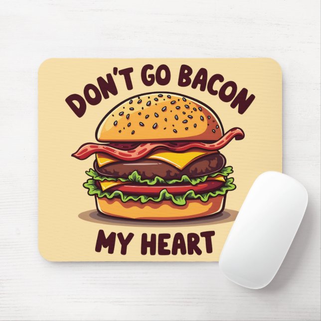 Mousepad Comida Engraçado Pun Bacon Lover Cheeseburger Desi (Com mouse)
