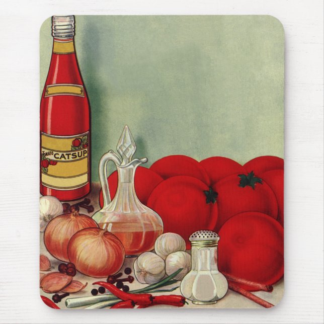 Mousepad Comida Italiana Vintage Tomate Cebolas Pimentões M (Frente)
