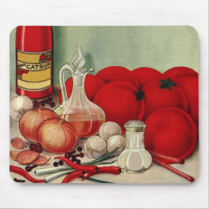 Mousepad Comida Italiana Vintage Tomate Cebolas Pimentões M