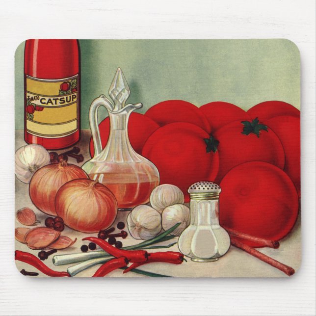 Mousepad Comida Italiana Vintage Tomate Cebolas Pimentões M (Frente)