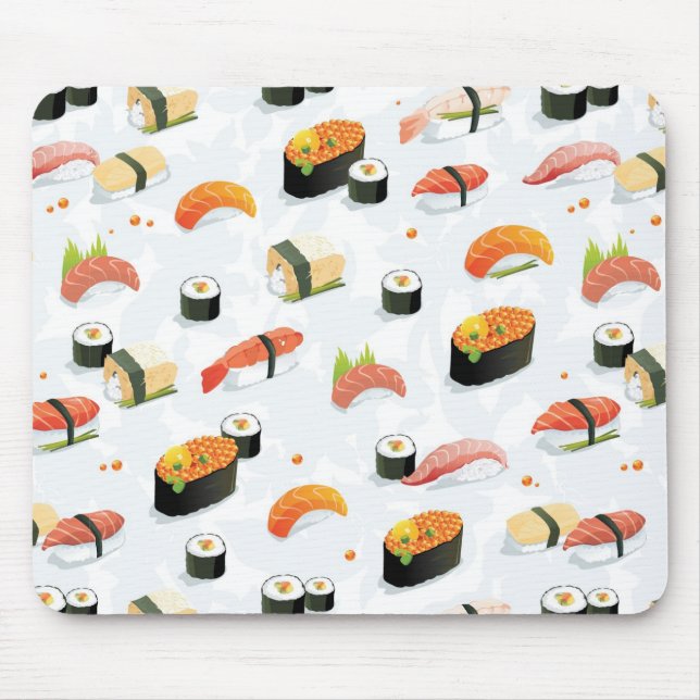 Mousepad Comida japonesa: Teste padrão do sushi (Frente)