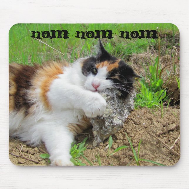 Mousepad Comida para Gato Rock Nom (Frente)