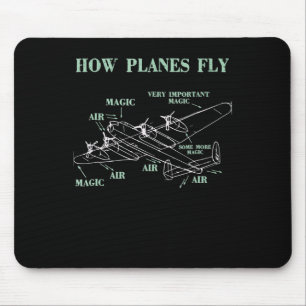 Mousepad Como os aviões voam Engraçado Piloto de Engenheiro