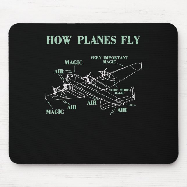 Mousepad Como os aviões voam Engraçado Piloto de Engenheiro (Frente)