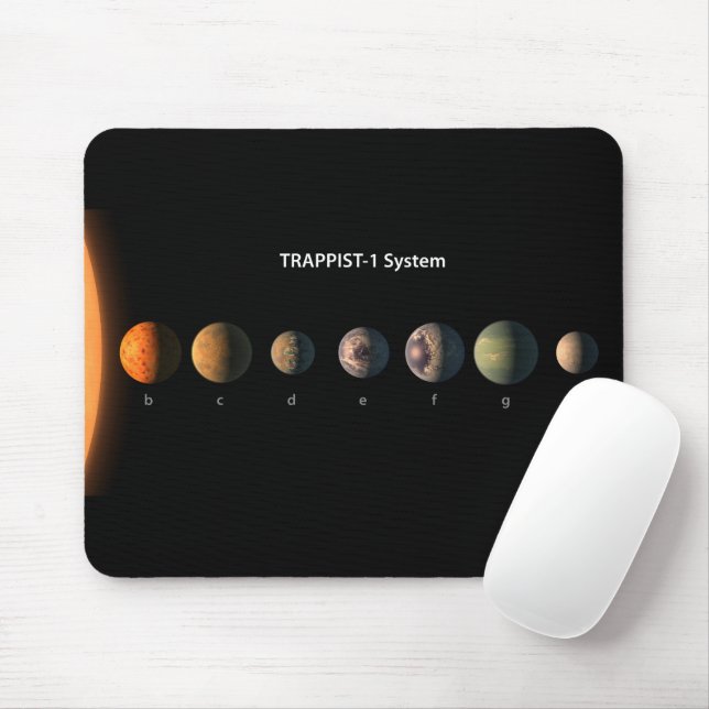 Mousepad Como os sete planetas da Trapist-1 podem parecer. (Com mouse)