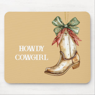 Mousepad Como vai, Bota de Cowgirl Vermelha Verde Fita