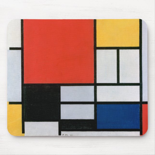 Mousepad Composição Abstrata Vintage de Piet Mondrian (Frente)