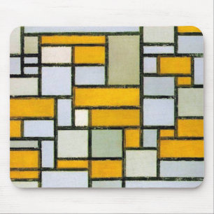 Mousepad Composição Amarelo e Cinzas, Mondrian
