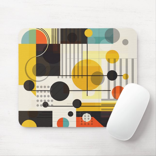 Mousepad Composição de formas geométricas coloridas (Com mouse)