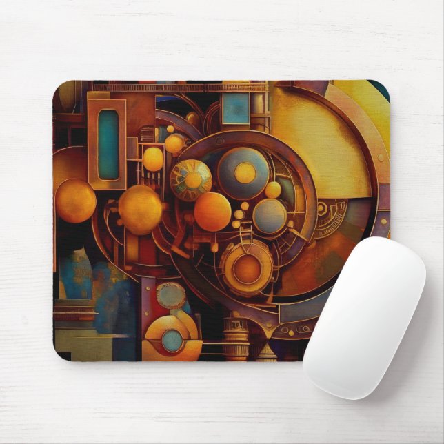 Mousepad Composição de Orbe Mecânico Steampunk (Com mouse)