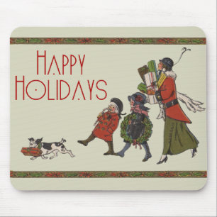 Mousepad Compras de Natal Vintage Diversão em Família