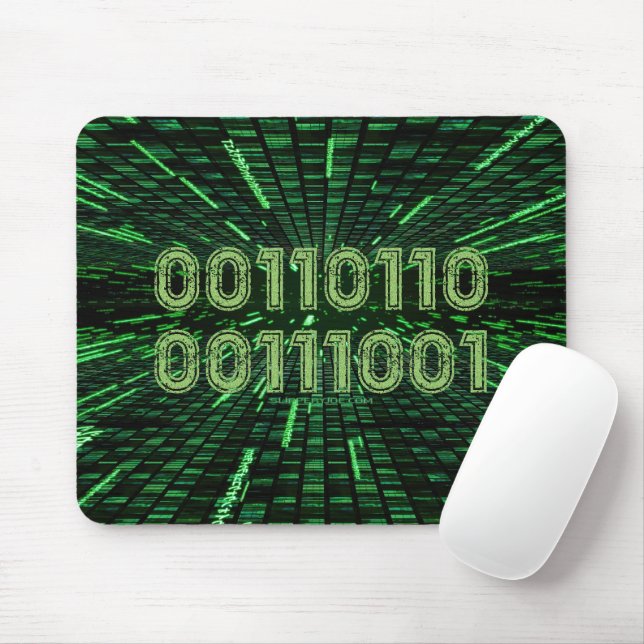 Mousepad Computação verde vibrante com código binário 69 do (Com mouse)