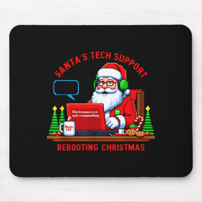Mousepad Computer Meme Funny Santa's Tech Suprt Rebooting C (Frente)